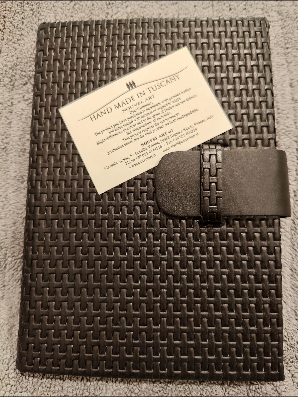 Black Woven Leather Snap Closure Journal